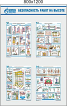 Стенд Безопасность работ на высоте, 4 плаката соуэло А3 (800х1200; Пластик ПВХ 4 мм; Алюминиевый профиль)